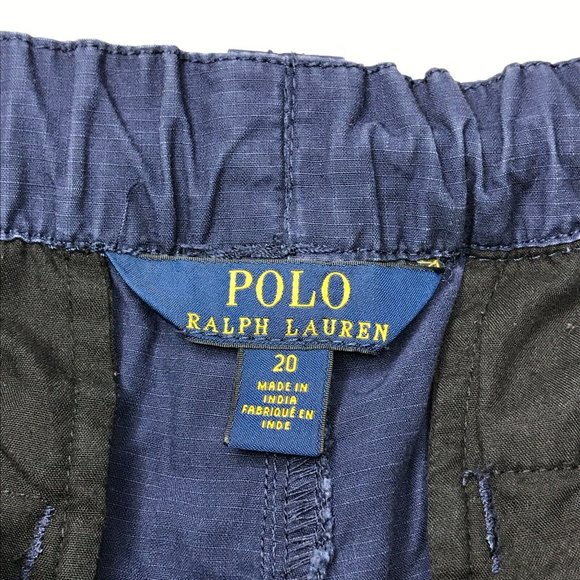 Ralph Lauren Ripstop Cargo Shorts Youth Boys 20 Blue Pony Pockets Elastic Hiking - Picture 4 of 16